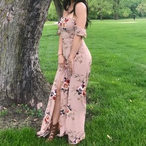 ❗️SALE❗️ Western Floral Tan Long Dress ❤️